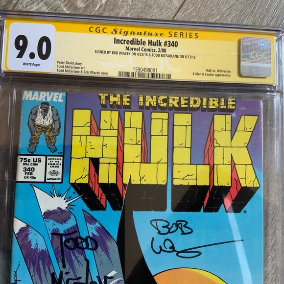Marvel Comic The Incredible Hulk #340,CGC 9.0,signed Todd McFarlane & Bob Wiacek - Picture 5 of 6